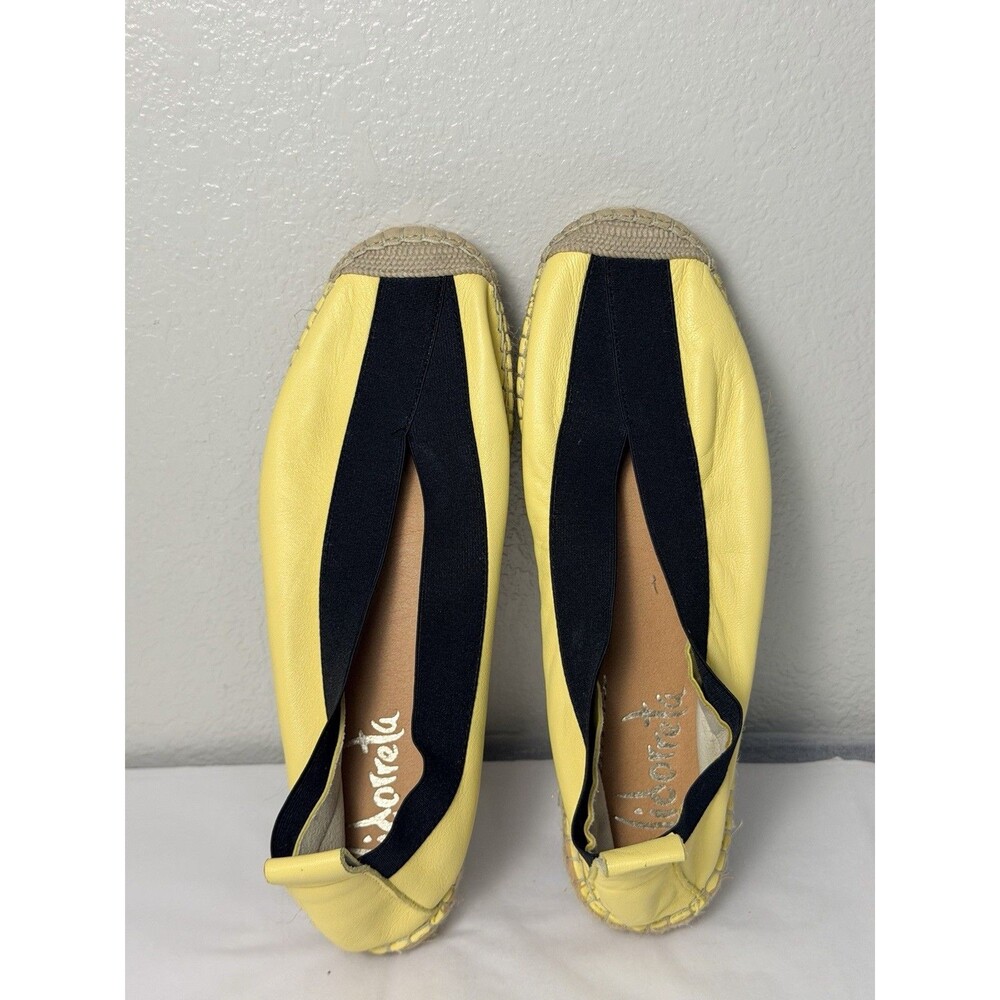 Vidorreta Women’s Yellow Leather Espadrilles Flats Made in Spain Size 40